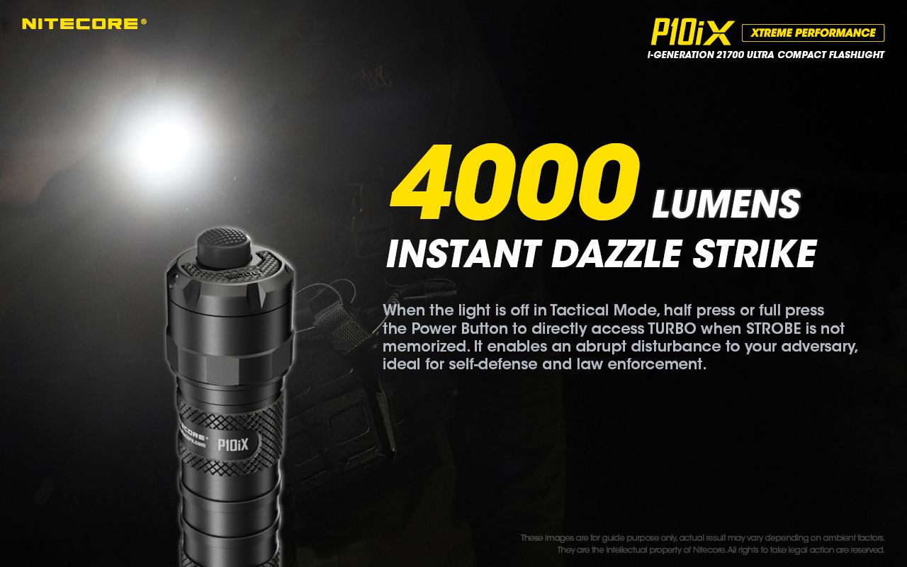Nitecore P10iX 4000 Lumen Leistungsstarke taktische Taschenlampe 4 x XP-L2 V6 LED 158m Strahlweite Lange Laufzeit Haltbarkeit