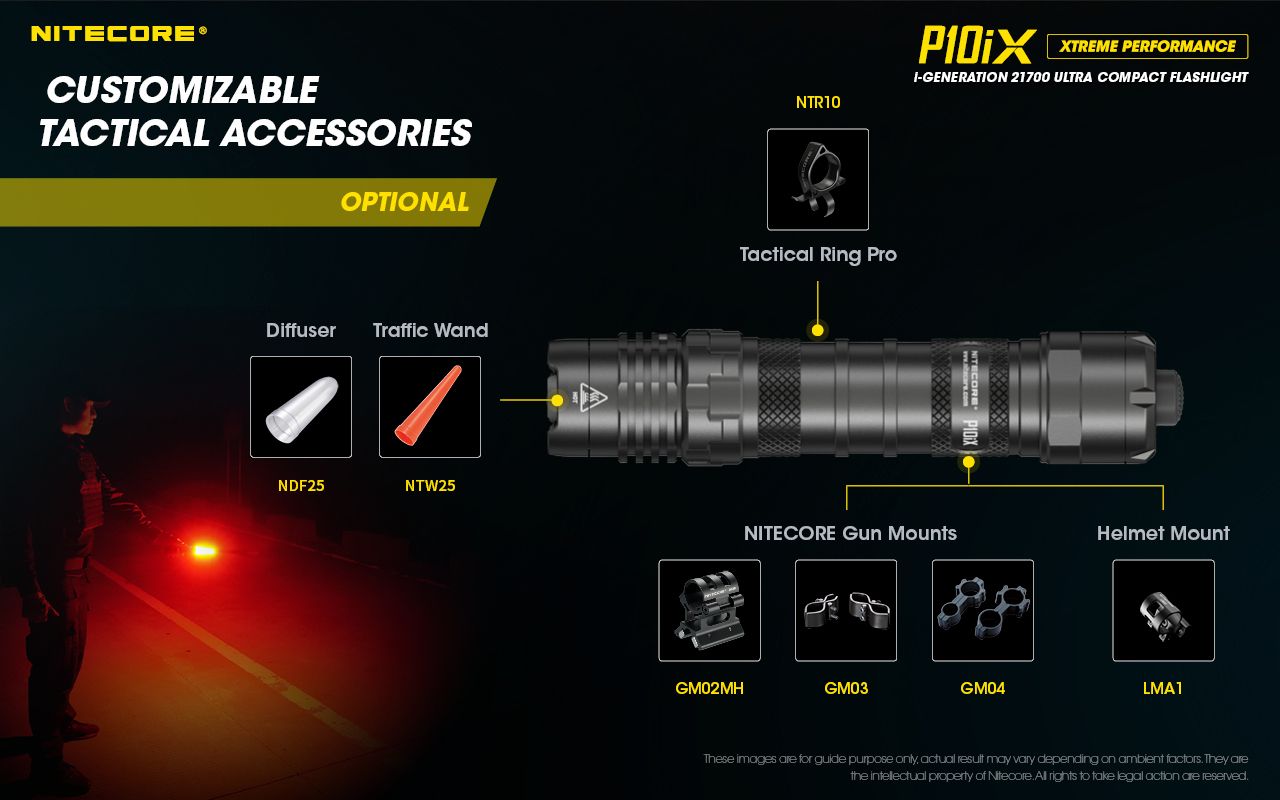 Nitecore P10iX 4000 Lumen Leistungsstarke taktische Taschenlampe 4 x XP-L2 V6 LED 158m Strahlweite Lange Laufzeit Haltbarkeit