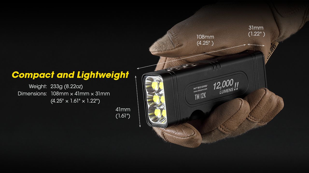 NITECORE TM12K Taktische Taschenlampe 12000 Lumen USB-C wiederaufladbar Hohe Helligkeit LED für Outdoor-Abenteuer