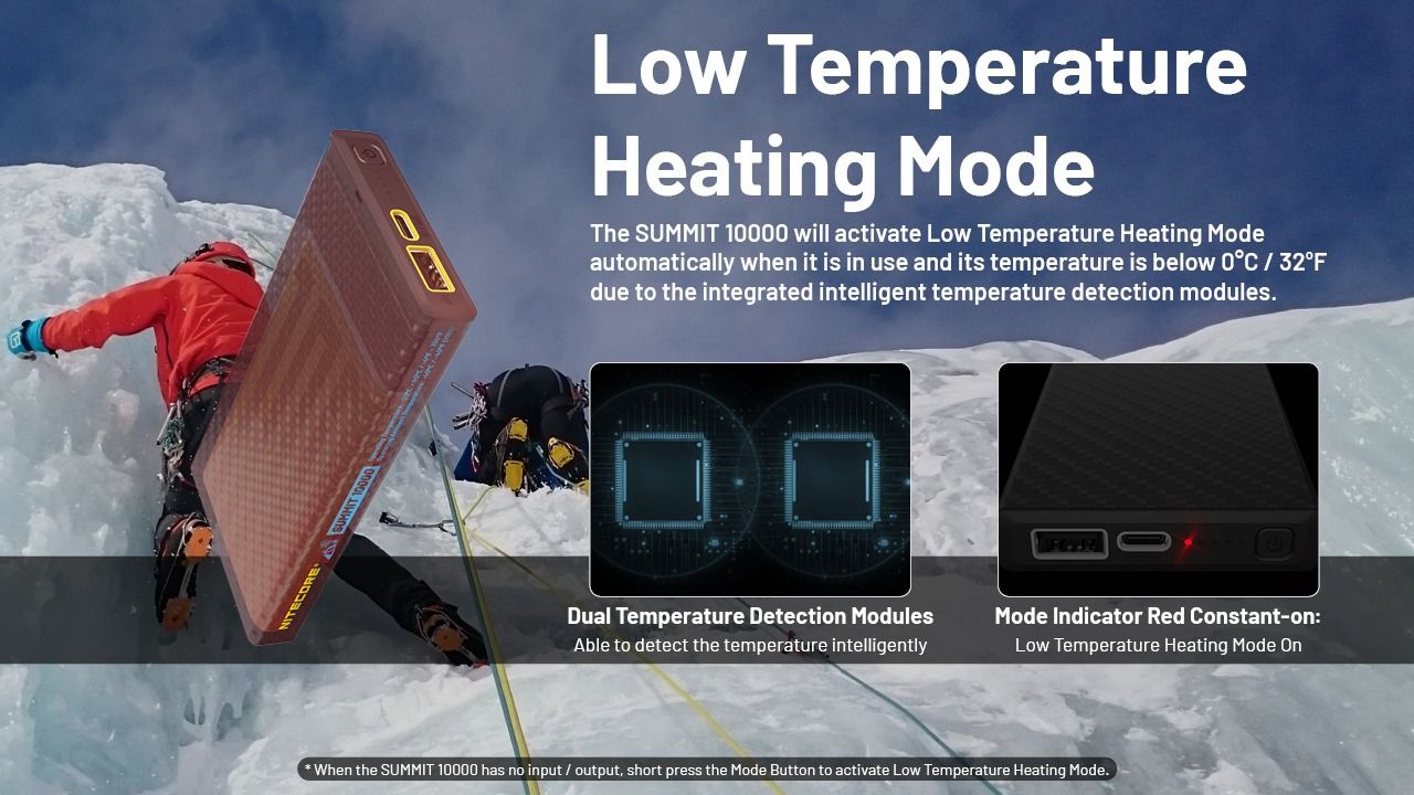 Nitecore Summit 10000 Powerbank Outdoor | Kältebeständig Heizfunktion QC PD USB-C | Robust Leicht Kompakt IPX5