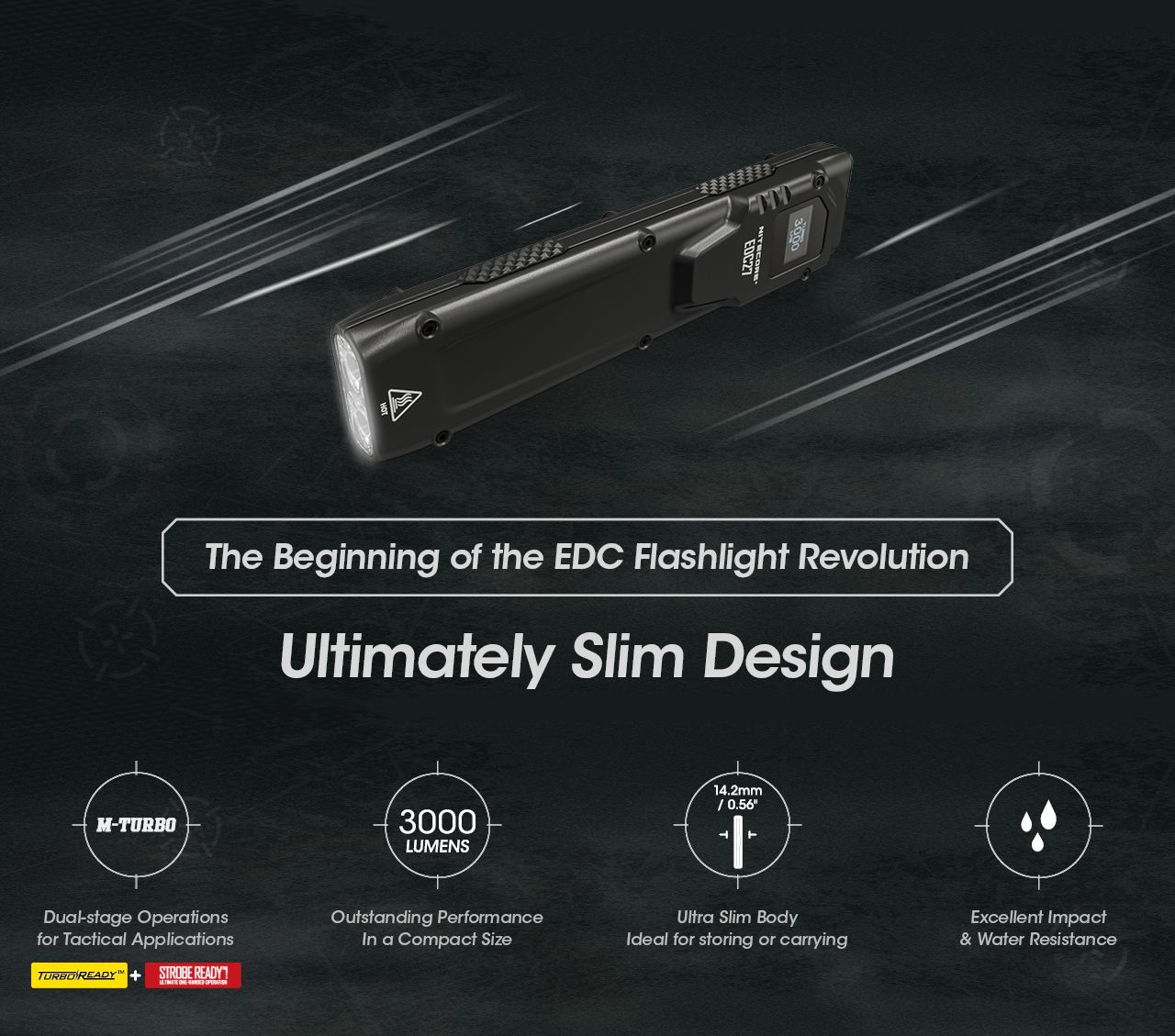 NITECORE EDC27 Leichtgewicht 3000 Lumen wiederaufladbare Taschenlampe für Outdoor-Abenteuer und Notfallvorsorge