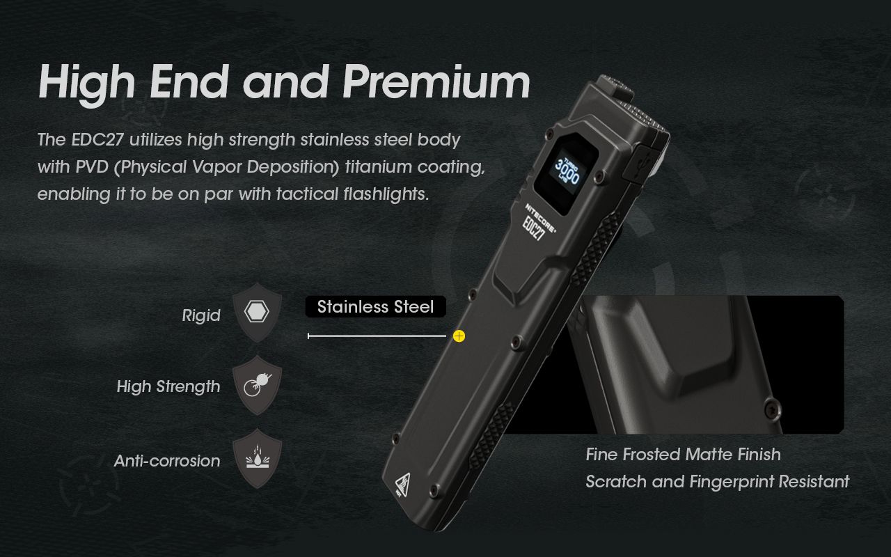 NITECORE EDC27 Leichtgewicht 3000 Lumen wiederaufladbare Taschenlampe für Outdoor-Abenteuer und Notfallvorsorge