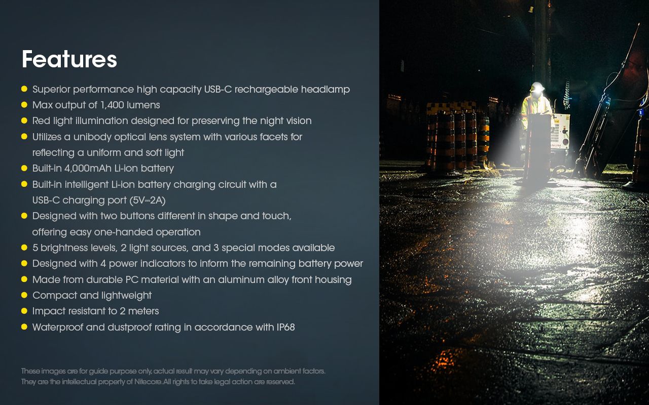 Nitecore NU50 LED-Stirnlampe 1400 Lumen wiederaufladbar für Outdoor Abenteuer Fahrrad Zubehör für Profis