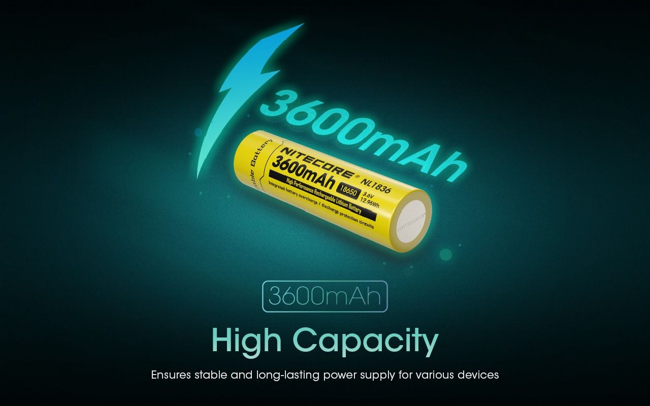 Nitecore 18650 NL1836 3600mAh Li-Ion wiederaufladbarer Akku