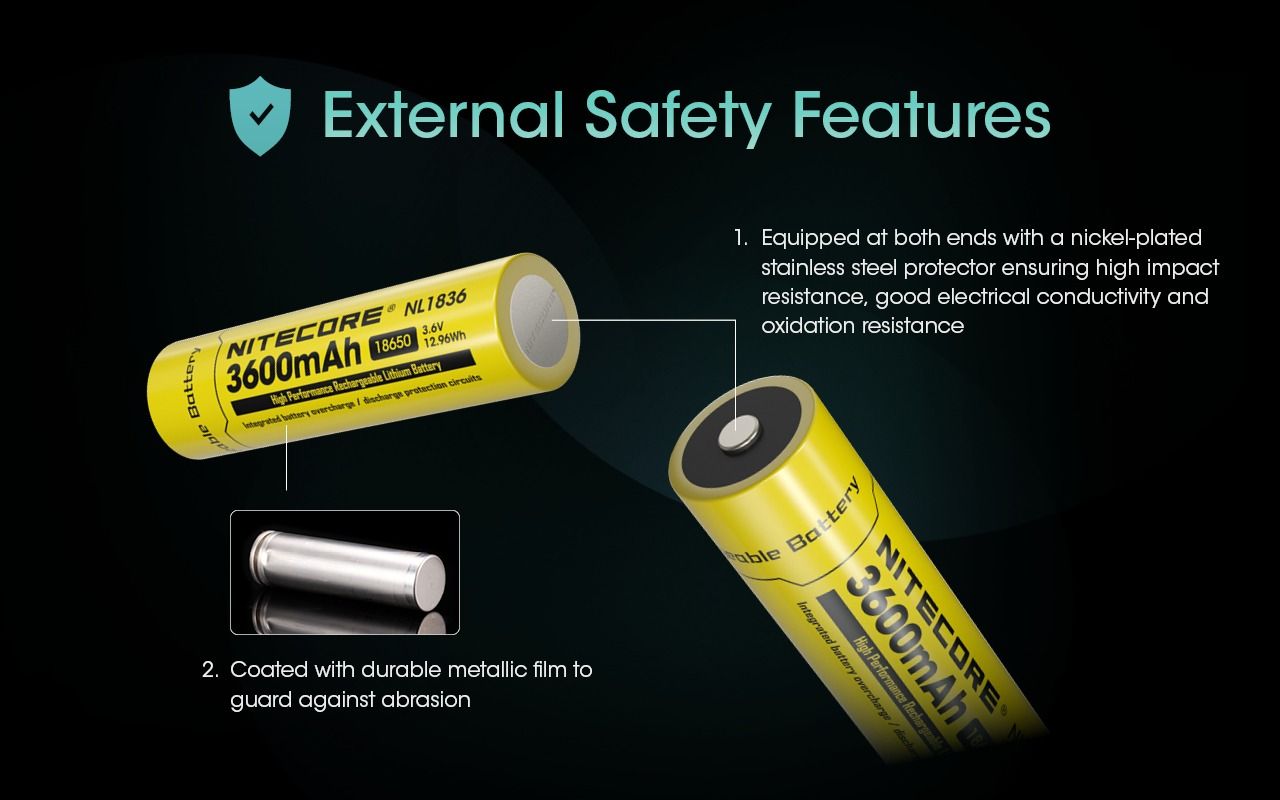 Nitecore 18650 NL1836 3600mAh Li-Ion wiederaufladbarer Akku