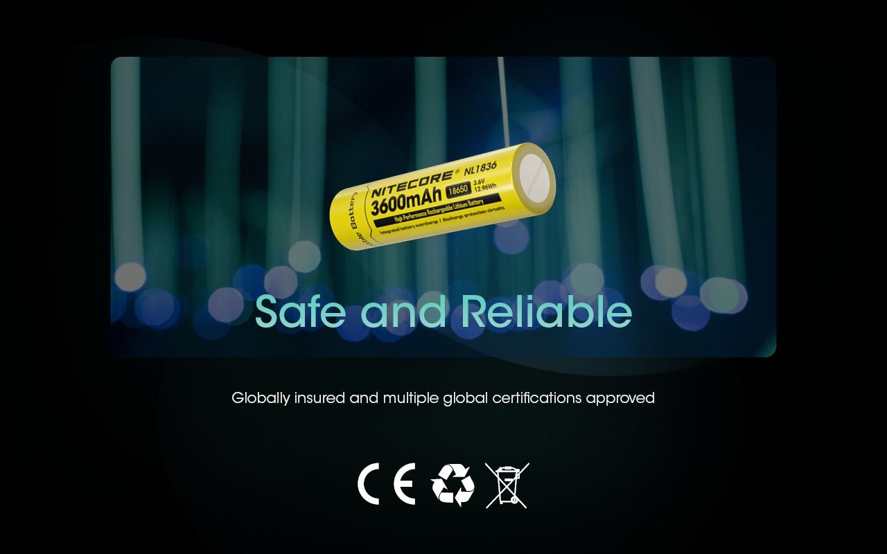 Nitecore 18650 NL1836 3600mAh Li-Ion wiederaufladbarer Akku