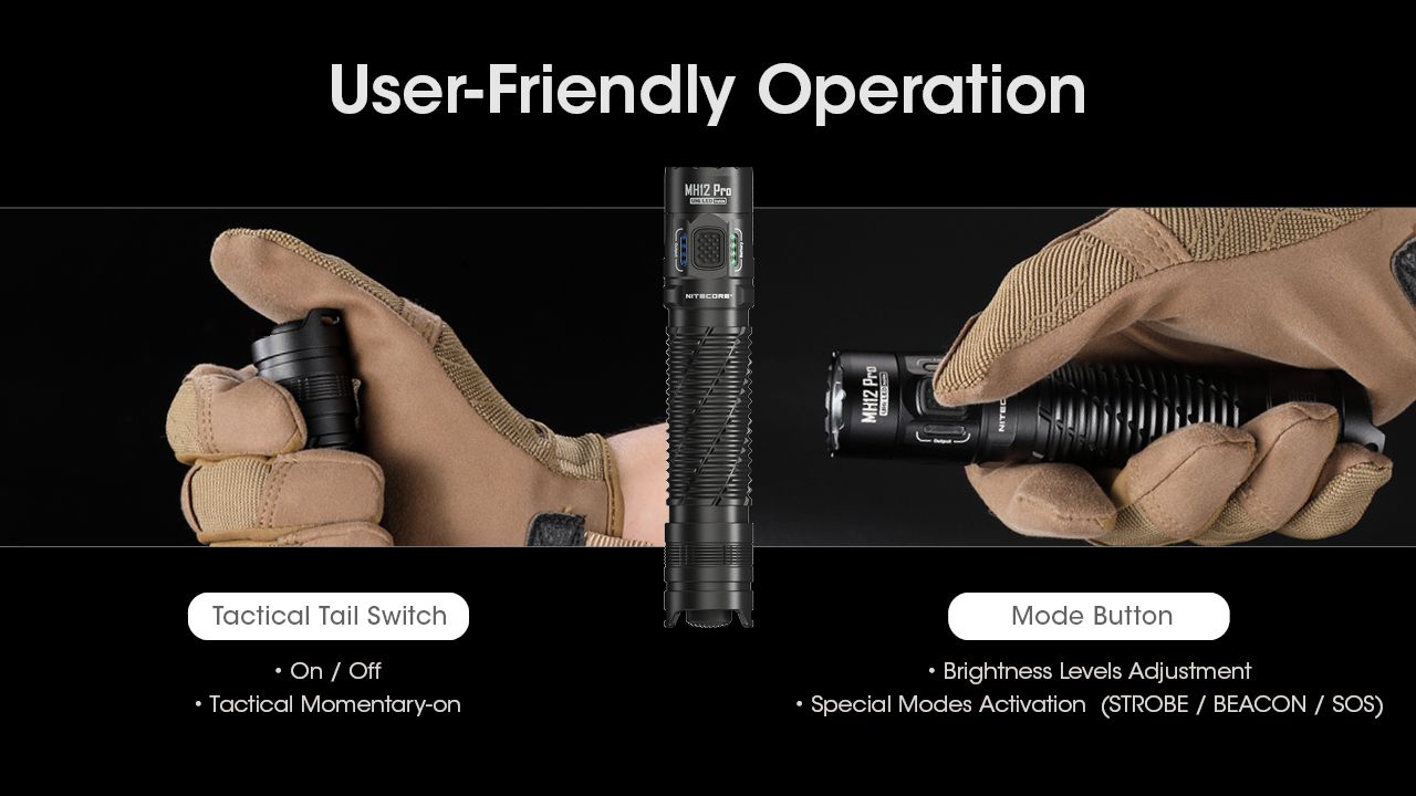 Nitecore MH12 Pro 3300 Lumen USB-C Taschenlampe hohe Helligkeit Outdoor-Abenteuer robuste Bauweise