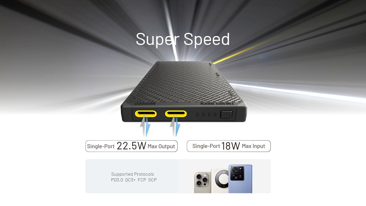 Nitecore NB10000 Gen III Ultra-Slim Powerbank 10000mAh, Schnellladefunktion, tragbares Ladegerät mit zwei USB-C-Anschlüssen