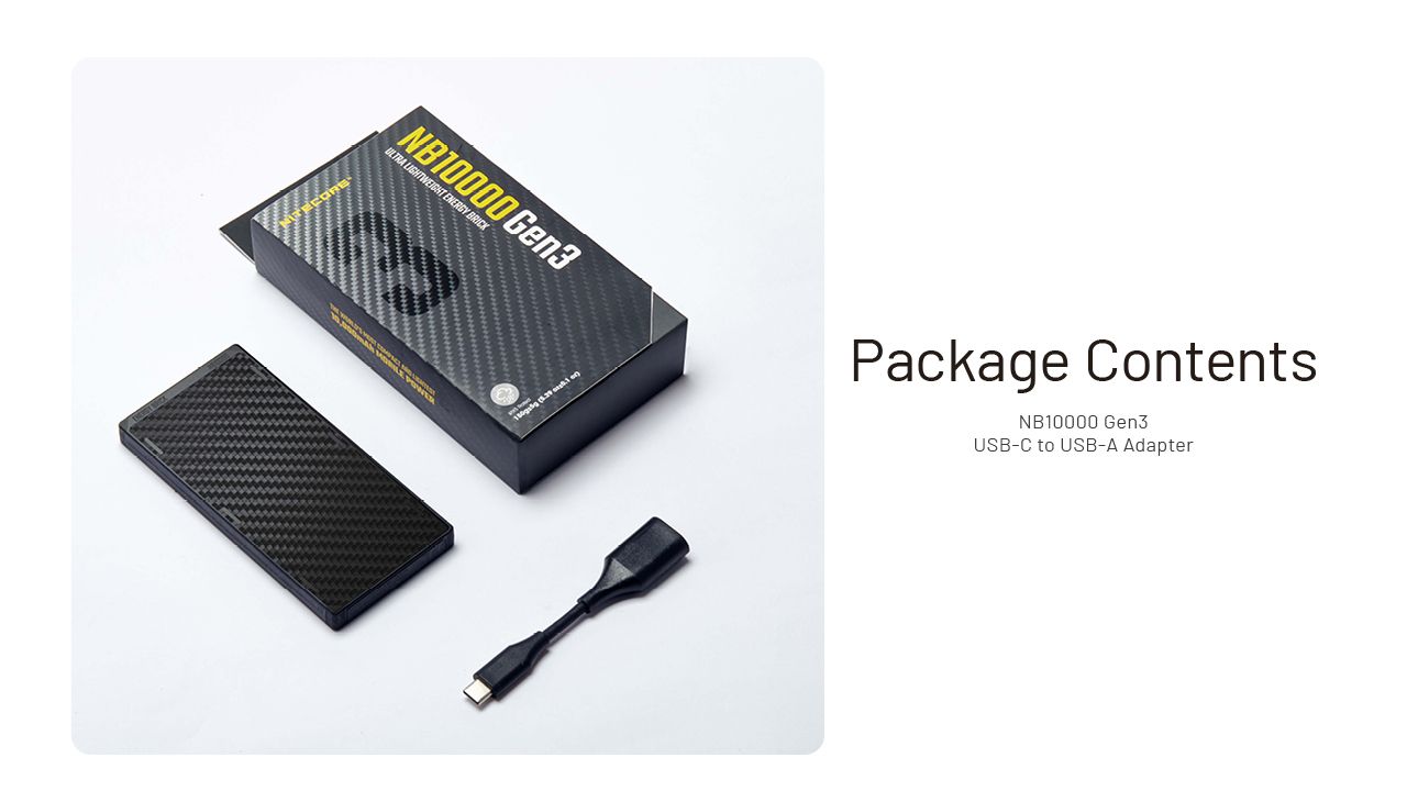 Nitecore NB10000 Gen III Ultra-Slim Powerbank 10000mAh, Schnellladefunktion, tragbares Ladegerät mit zwei USB-C-Anschlüssen