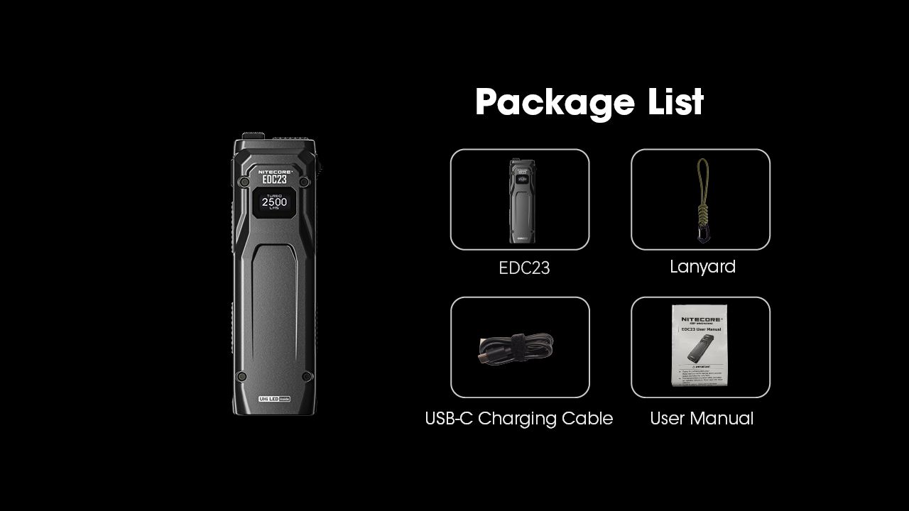 NITECORE EDC23 UHi LED Taschenlampe 2500 Lumen USB-C wiederaufladbar kompakt robust Outdoor Everyday Carry