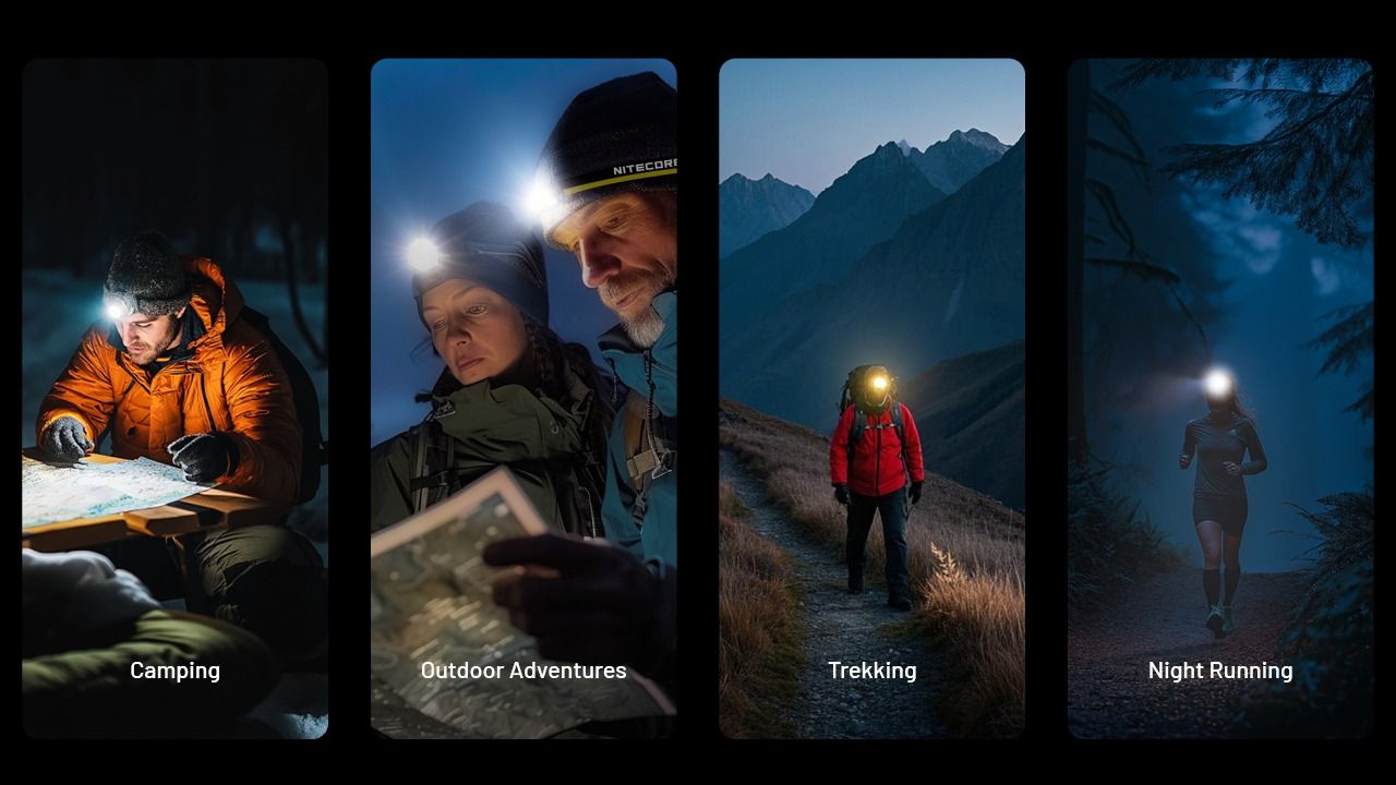 NITECORE NU25 MCT leichte Stirnlampe 400 Lumen wiederaufladbar USB-C Dual Beam optimal für Outdoor-Abenteuer