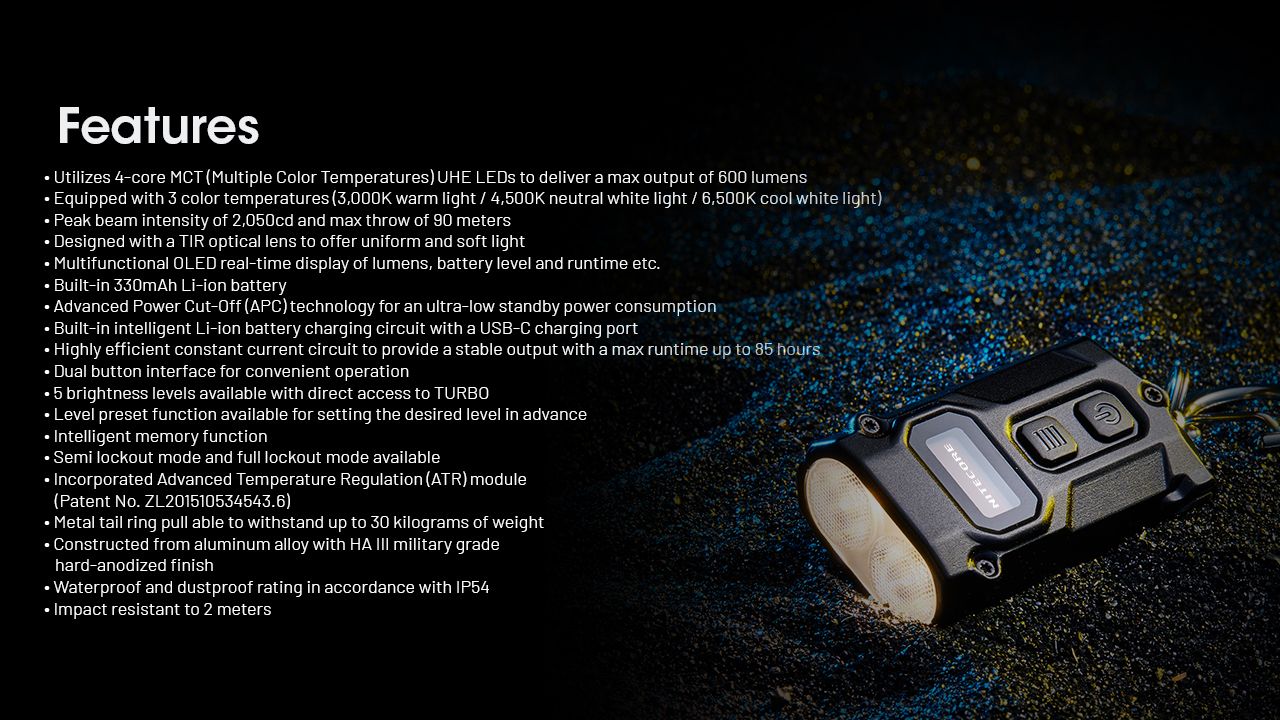 NITECORE TINI3 Schlüsselanhänger-Licht 600 Lumen Mini EDC Taschenlampe mit wiederaufladbarem Akku ultra-kompaktes Design