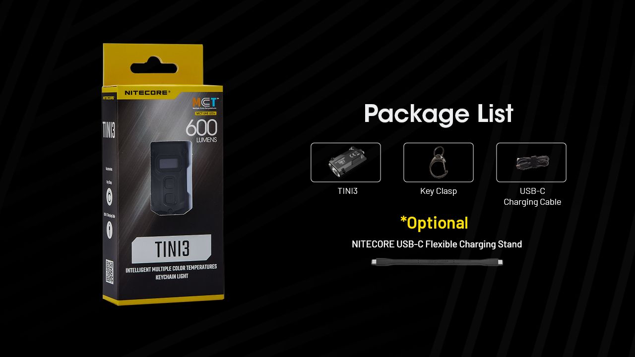 NITECORE TINI3 Schlüsselanhänger-Licht 600 Lumen Mini EDC Taschenlampe mit wiederaufladbarem Akku ultra-kompaktes Design