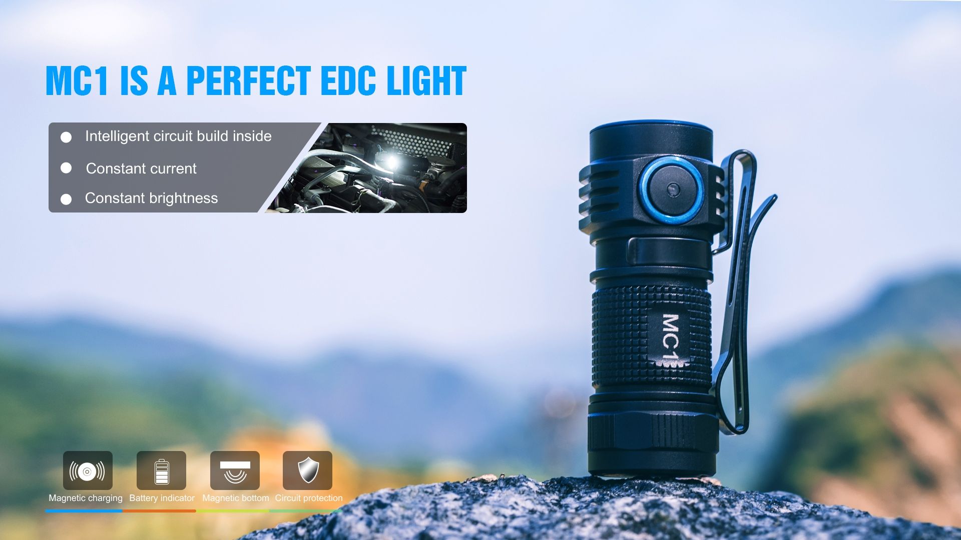 TrustFire MC1 Baton XP-L HI 1000 Lumen wiederaufladbare Mini-EDC-Taschenlampe mit magnetischem Laden, extrem leicht