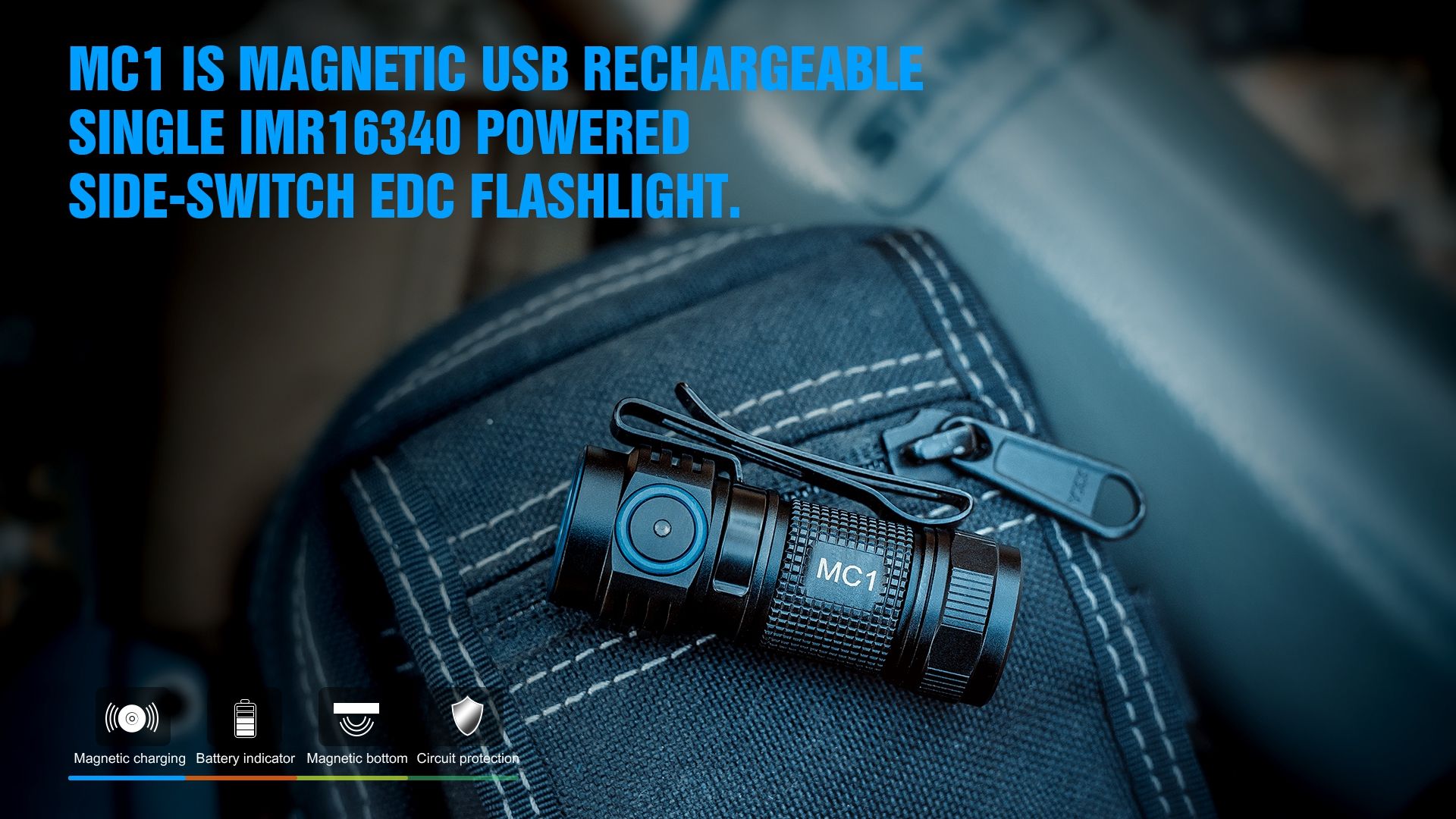 TrustFire MC1 Baton XP-L HI 1000 Lumen wiederaufladbare Mini-EDC-Taschenlampe mit magnetischem Laden, extrem leicht