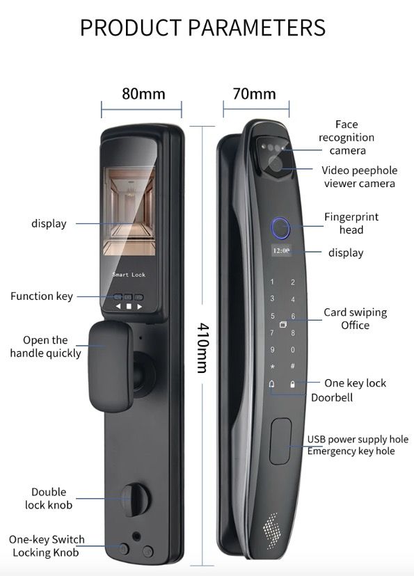3D-Gesichtserkennung Smart Türschloss Sicherheitskamera Monitor mit intelligentem Fingerabdruck modernes Heimsicherheitssystem