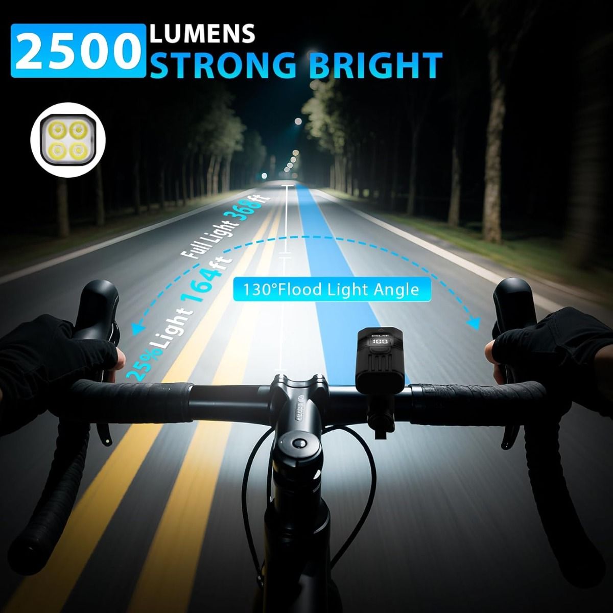 USB-C wiederaufladbare Fahrradlampe Front-LED Fahrrad-Frontlicht MTB Rennrad Kopflicht Einfach zu installieren Fahrradzubehör
