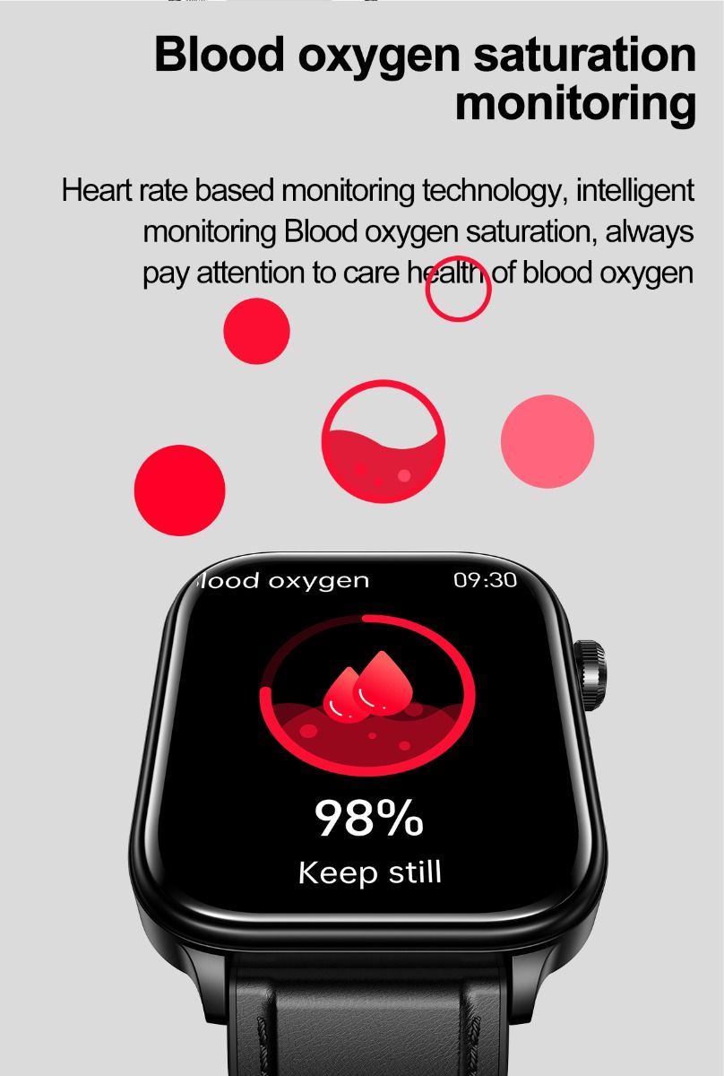 ET570 Blutzucker Smartwatch mit EKG, Herzfrequenz- und Blutdruckmessung