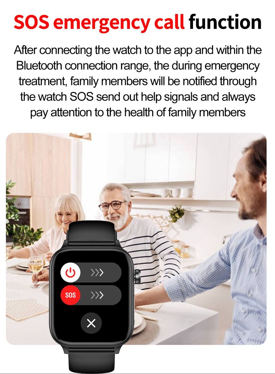 ET570 Blutzucker Smartwatch mit EKG, Herzfrequenz- und Blutdruckmessung