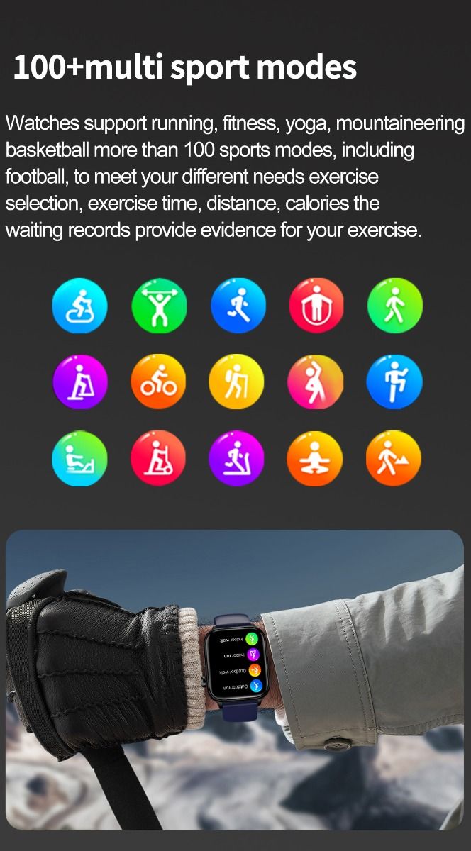 ET570 Blutzucker Smartwatch mit EKG, Herzfrequenz- und Blutdruckmessung