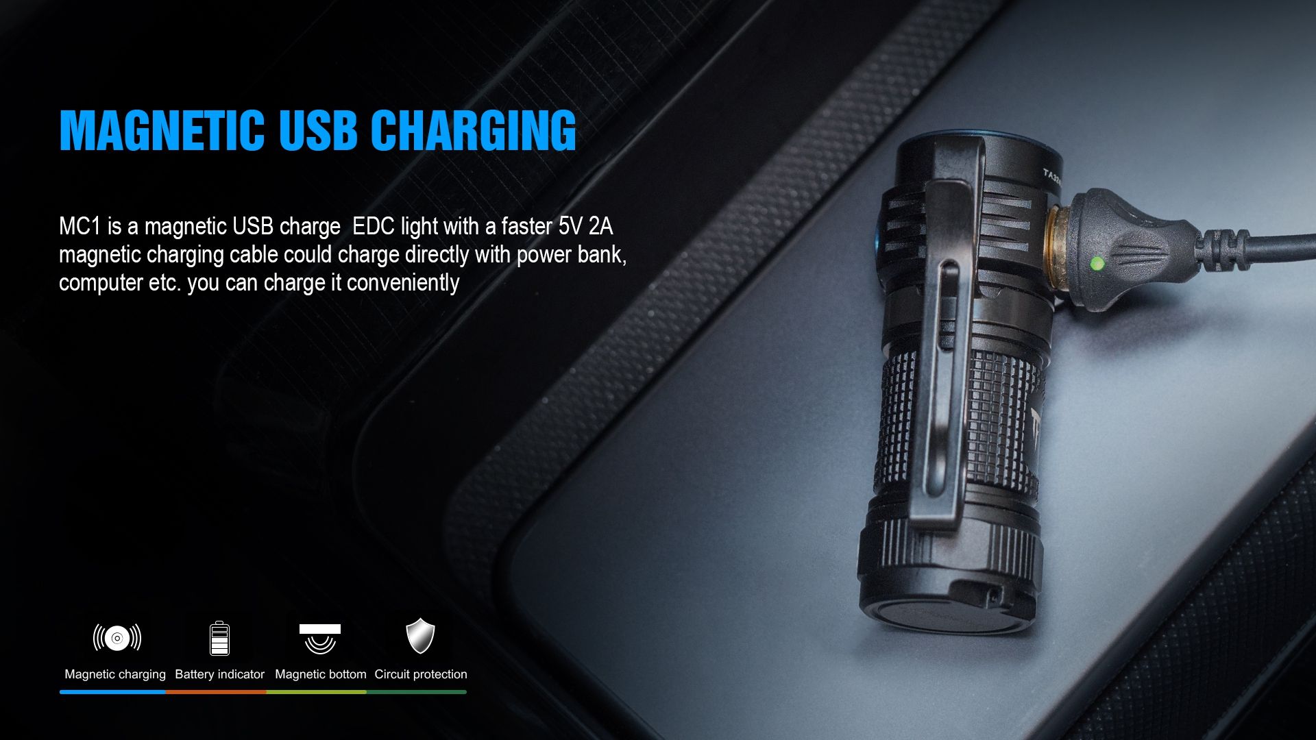 TrustFire MC1 Baton XP-L HI 1000 Lumen wiederaufladbare Mini-EDC-Taschenlampe mit magnetischem Laden, extrem leicht
