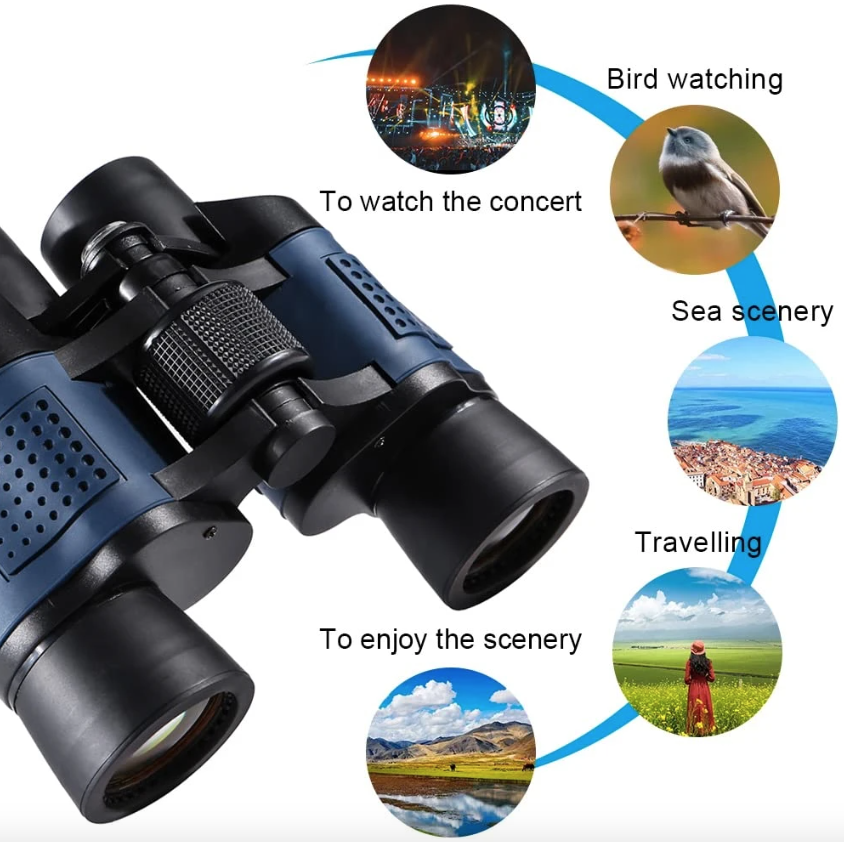 60x60 BAK4 Fernglas Leistungsstarkes HD optisches Teleskop für Vogelbeobachtung Wandern Sport Tragbare Abenteuerausrüstung