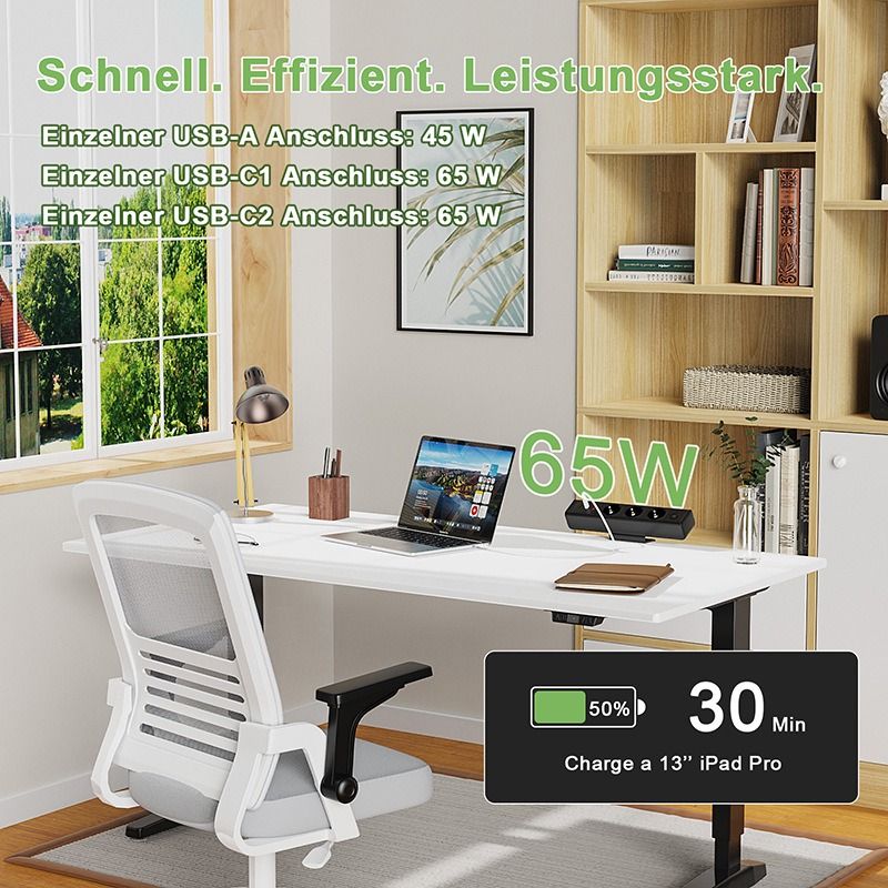 Tischklemmen-Steckdosenleiste, Komplette Schnellladestation mit 18/65W USB-Schnellladefunktion und europäischer Standardsteckdose, Überlastschutzschalter, Tischsteckdose, EU-Stromversorgung für Büromöbel