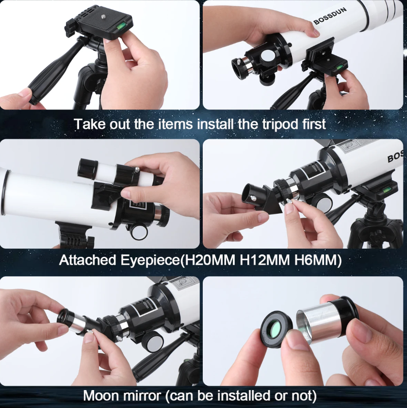 Bossdun Teleskop für Kinder 333X Vergrößerung für spannende Mondbeobachtung und Sterne beobachten langlebig