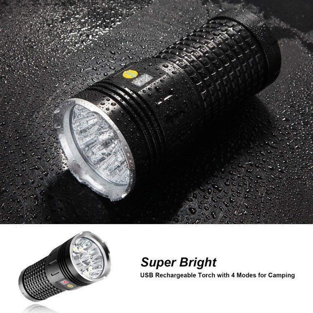 SKY RAY LED Taschenlampe 15000 Lumen wiederaufladbar USB Typ-C Perfekt für Camping und Heimwerkerarbeiten
