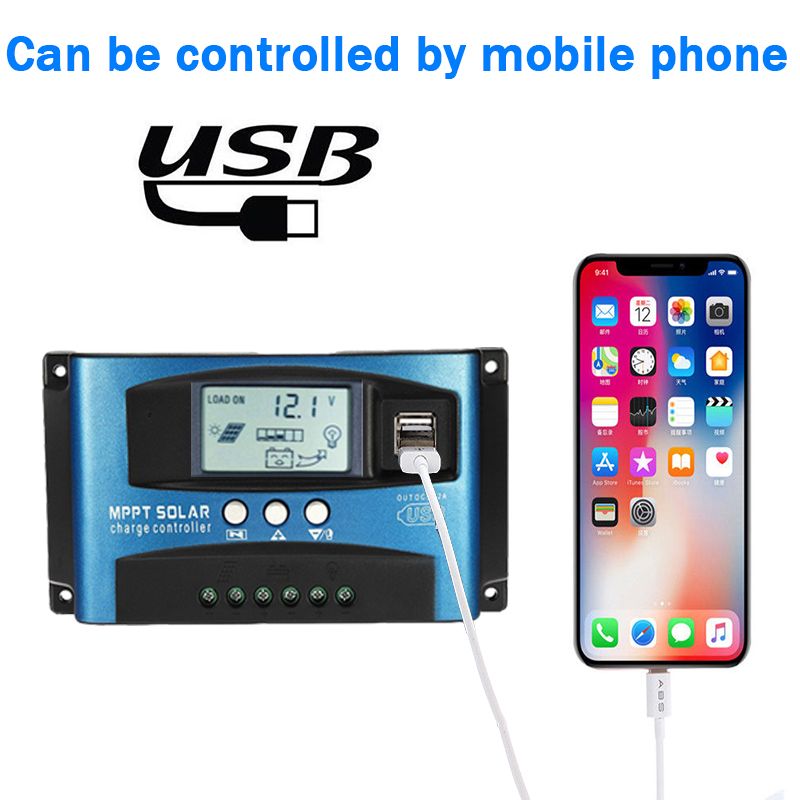 MPPT Solarladeregler 30A 40A 50A 60A 100A LCD Display Dual USB Batterielebensdauerverlängerung