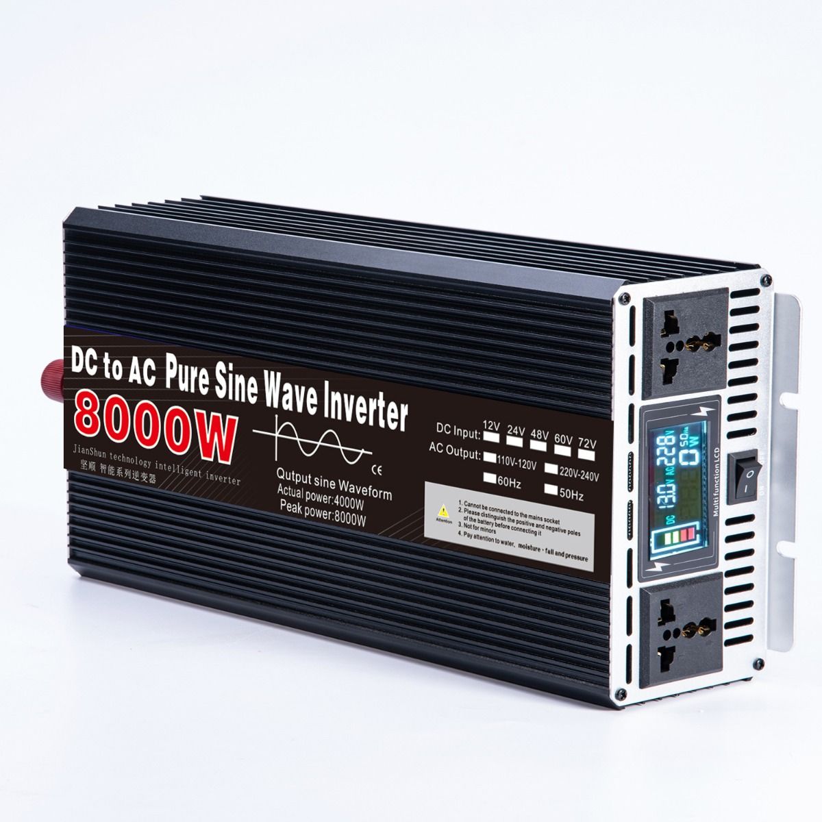 Reiner Sinus-Wechselrichter 3000W bis 8000W für Wohnmobile Gleichstrom 12V/24V auf Wechselstrom 110V/220V Hochwertiges kompaktes Energiesystem