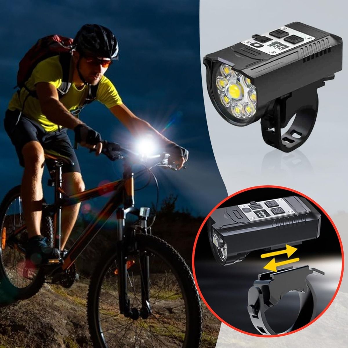 Fahrrad-Scheinwerfer 9-LED-Fahrrad-Frontlicht Type-C wiederaufladbare Fahrradleuchte wasserdichtes Fahrradlicht