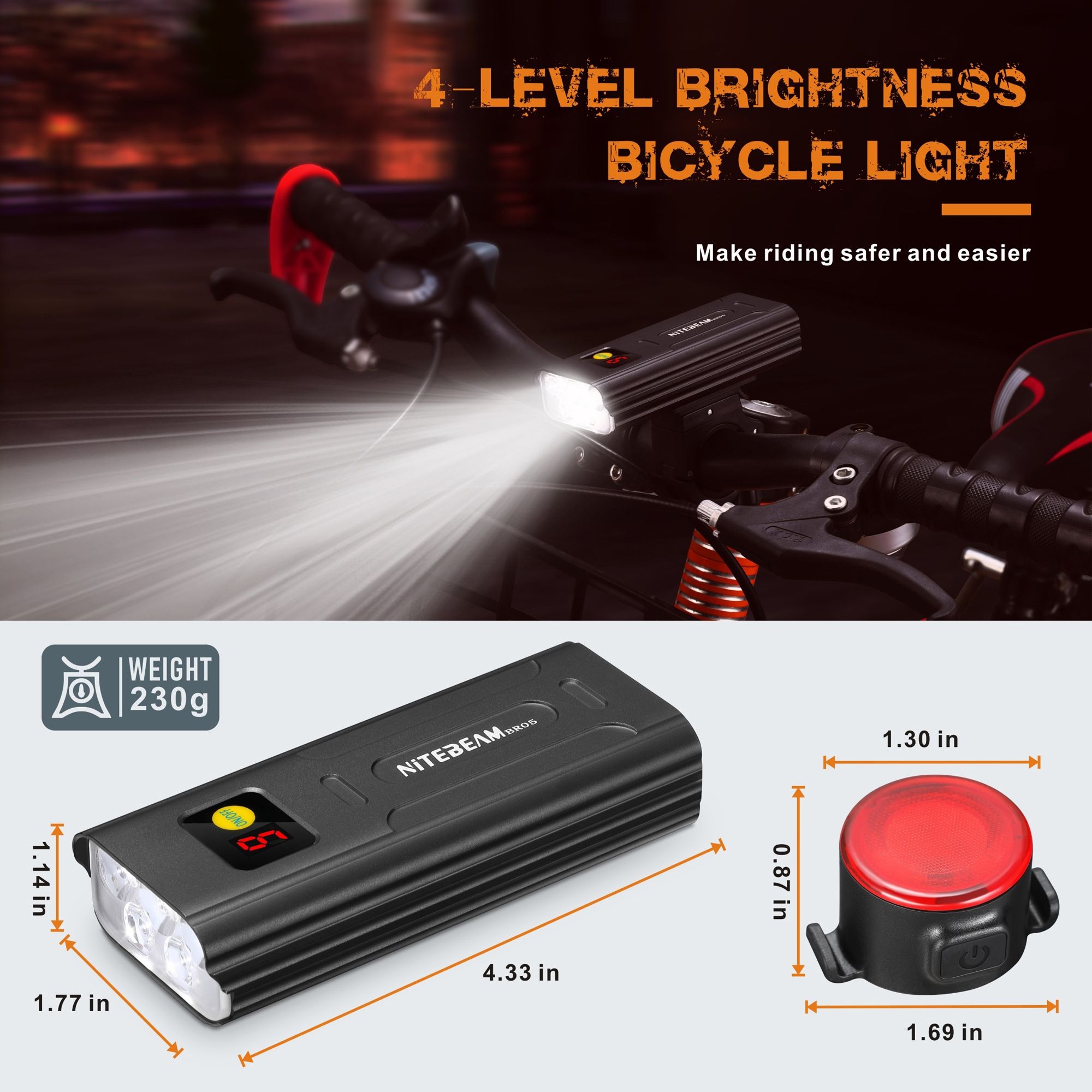 NiteBeam BR05 Fahrradlichter 5000 Lumen USB wiederaufladbar Fahrradsicherheit unverzichtbare Ausrüstung mit Powerbank-Funktionalität