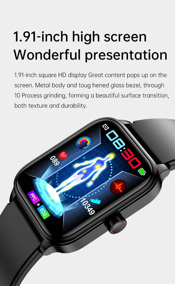 ET540 Blutzucker EKG Körpertemperatur Blutdruck Blutsauerstoff Herzfrequenz Bluetooth-Anruf Smartwatch Fitness-Tracker