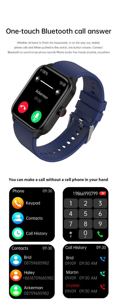 ET540 Blutzucker EKG Körpertemperatur Blutdruck Blutsauerstoff Herzfrequenz Bluetooth-Anruf Smartwatch Fitness-Tracker