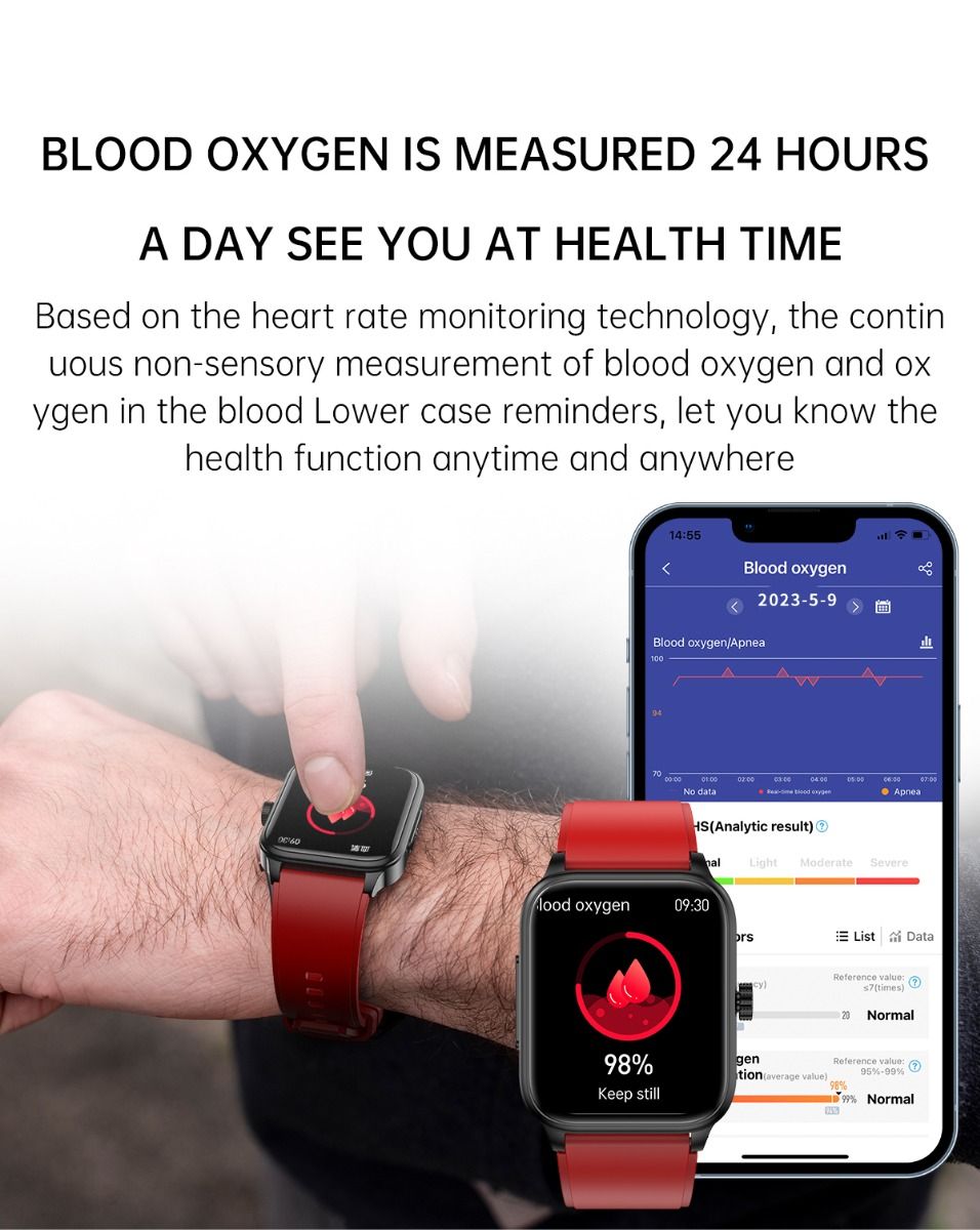 ET540 Blutzucker EKG Körpertemperatur Blutdruck Blutsauerstoff Herzfrequenz Bluetooth-Anruf Smartwatch Fitness-Tracker