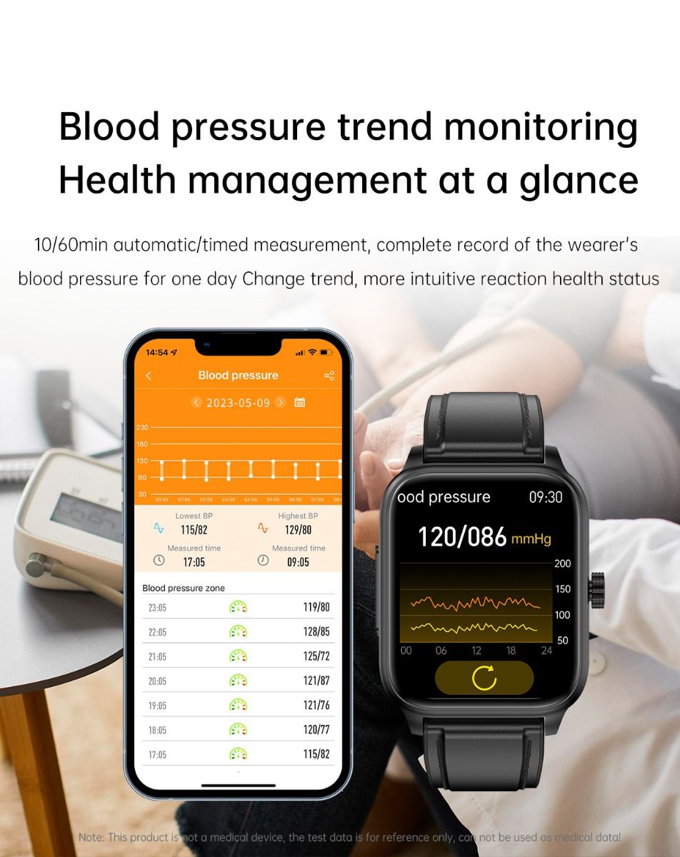 ET540 Blutzucker EKG Körpertemperatur Blutdruck Blutsauerstoff Herzfrequenz Bluetooth-Anruf Smartwatch Fitness-Tracker