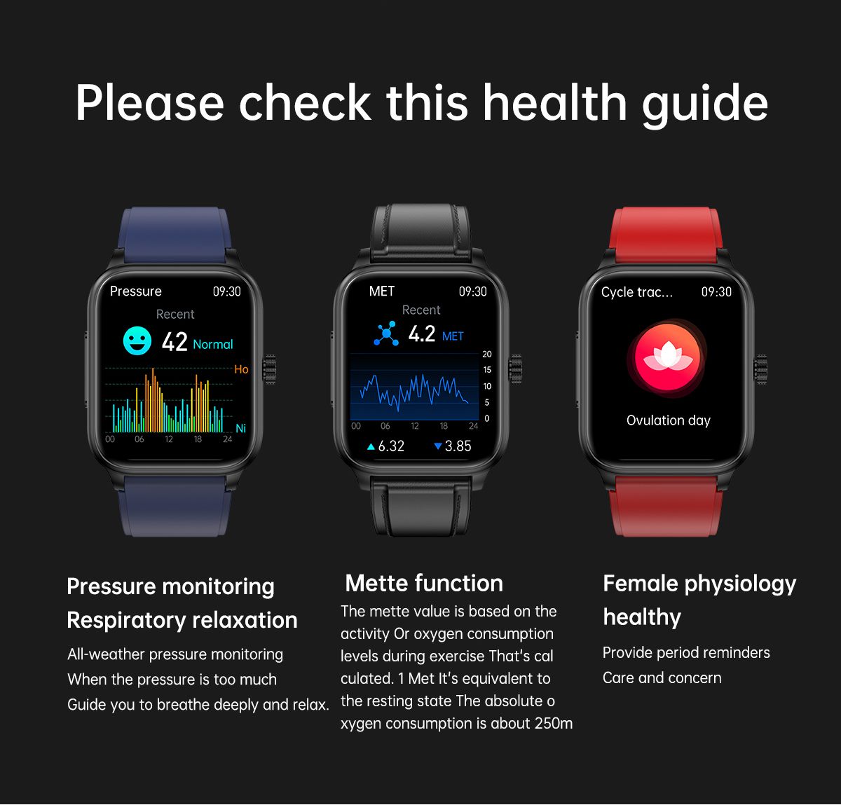 ET540 Blutzucker EKG Körpertemperatur Blutdruck Blutsauerstoff Herzfrequenz Bluetooth-Anruf Smartwatch Fitness-Tracker