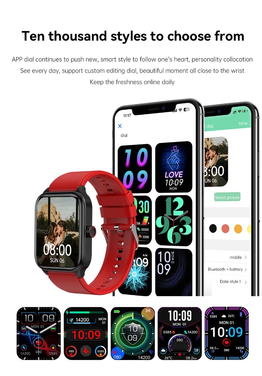 ET540 Blutzucker EKG Körpertemperatur Blutdruck Blutsauerstoff Herzfrequenz Bluetooth-Anruf Smartwatch Fitness-Tracker