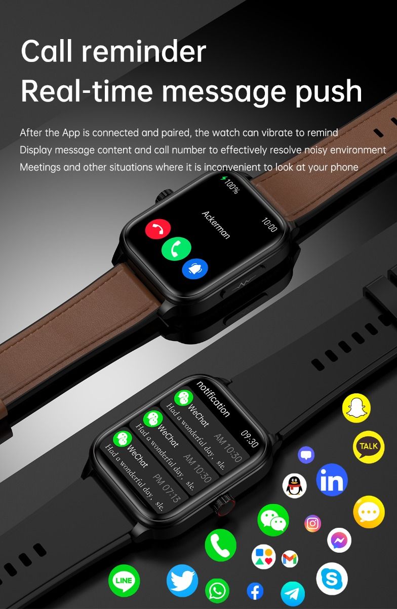 ET540 Blutzucker EKG Körpertemperatur Blutdruck Blutsauerstoff Herzfrequenz Bluetooth-Anruf Smartwatch Fitness-Tracker