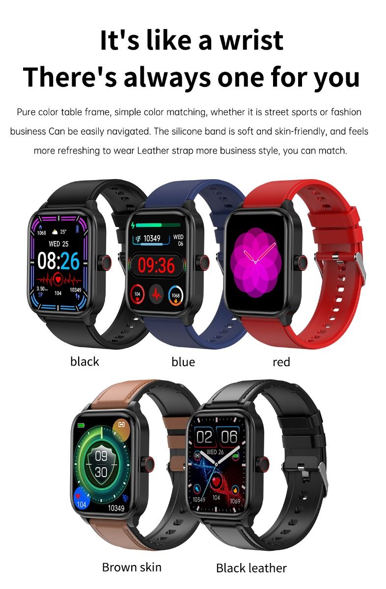 ET540 Blutzucker EKG Körpertemperatur Blutdruck Blutsauerstoff Herzfrequenz Bluetooth-Anruf Smartwatch Fitness-Tracker