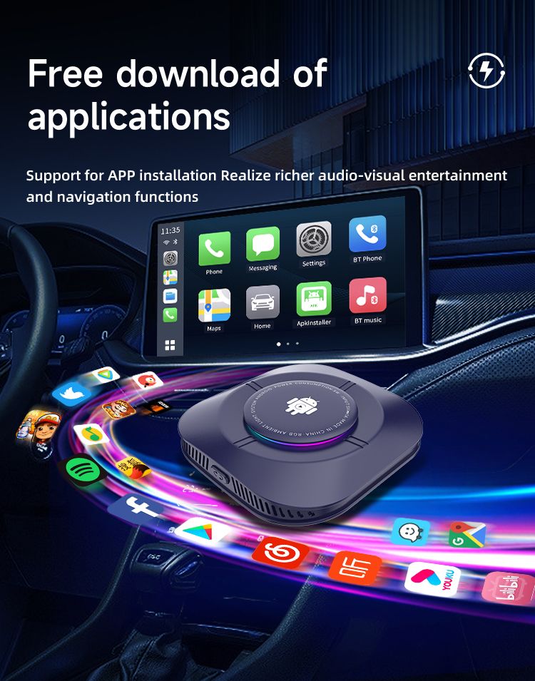 Carlinkit Android 13 TV-Box Drahtloses CarPlay Nahtlose Konnektivität 8-Kern-Adapter für Unterhaltung im Auto