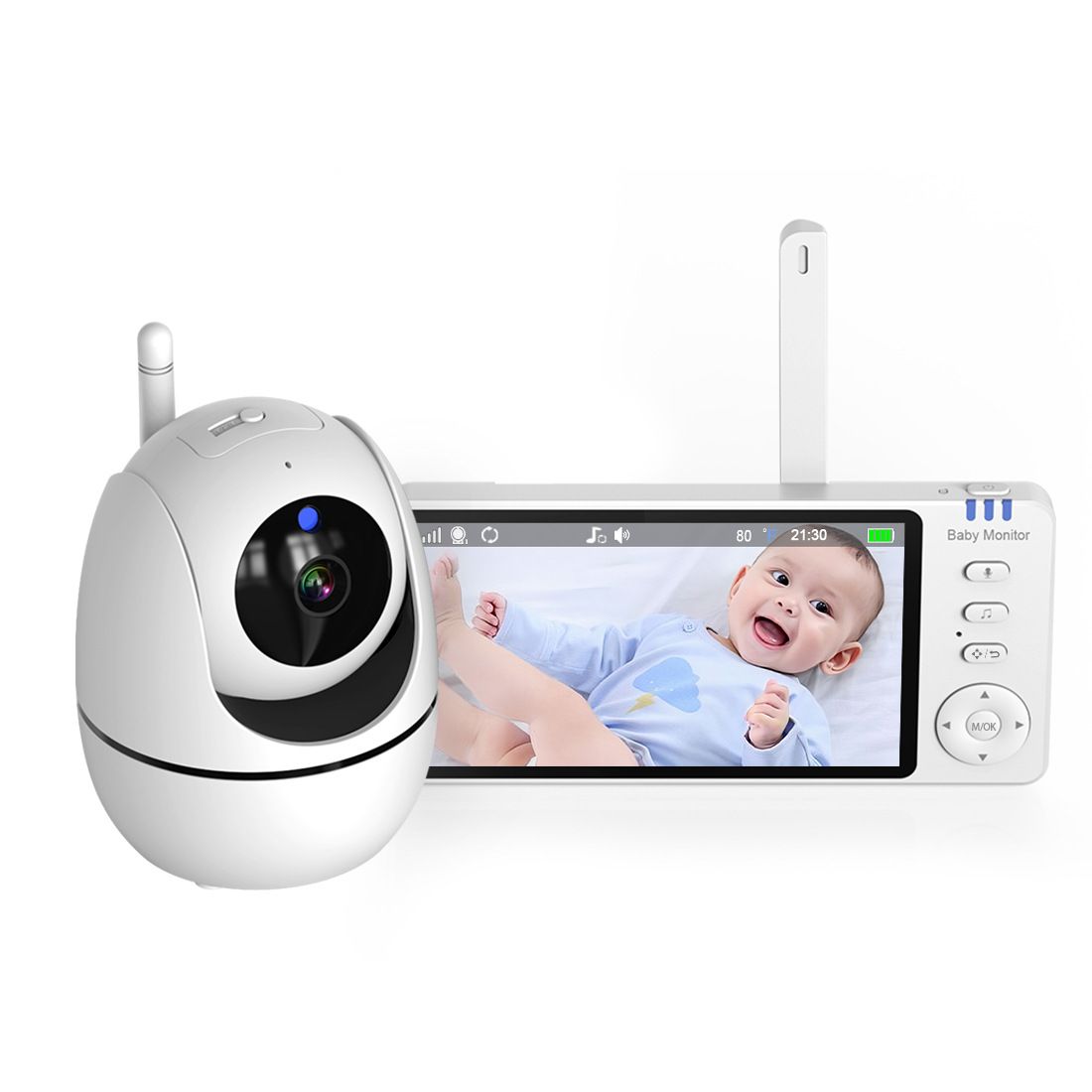 ABM501 Video-Babyfon 2,4G drahtlos 5,0 Zoll LCD Nachtsicht Zwei-Wege-Audio für Familiensicherheit