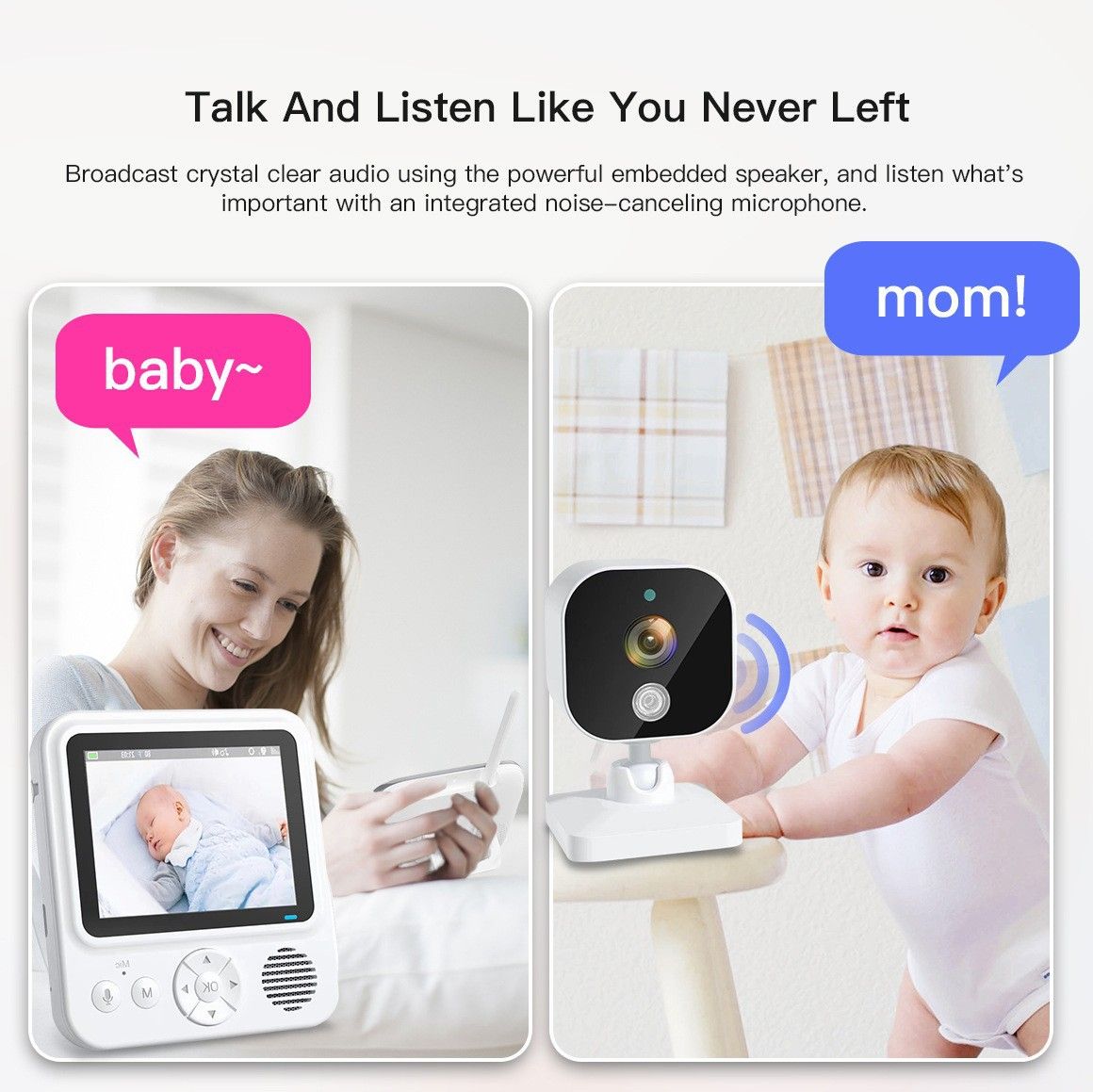 AMB900 Video-Babyphone mit 2,8 Zoll LCD-Display und 720P Auflösung Babykamera für moderne Eltern