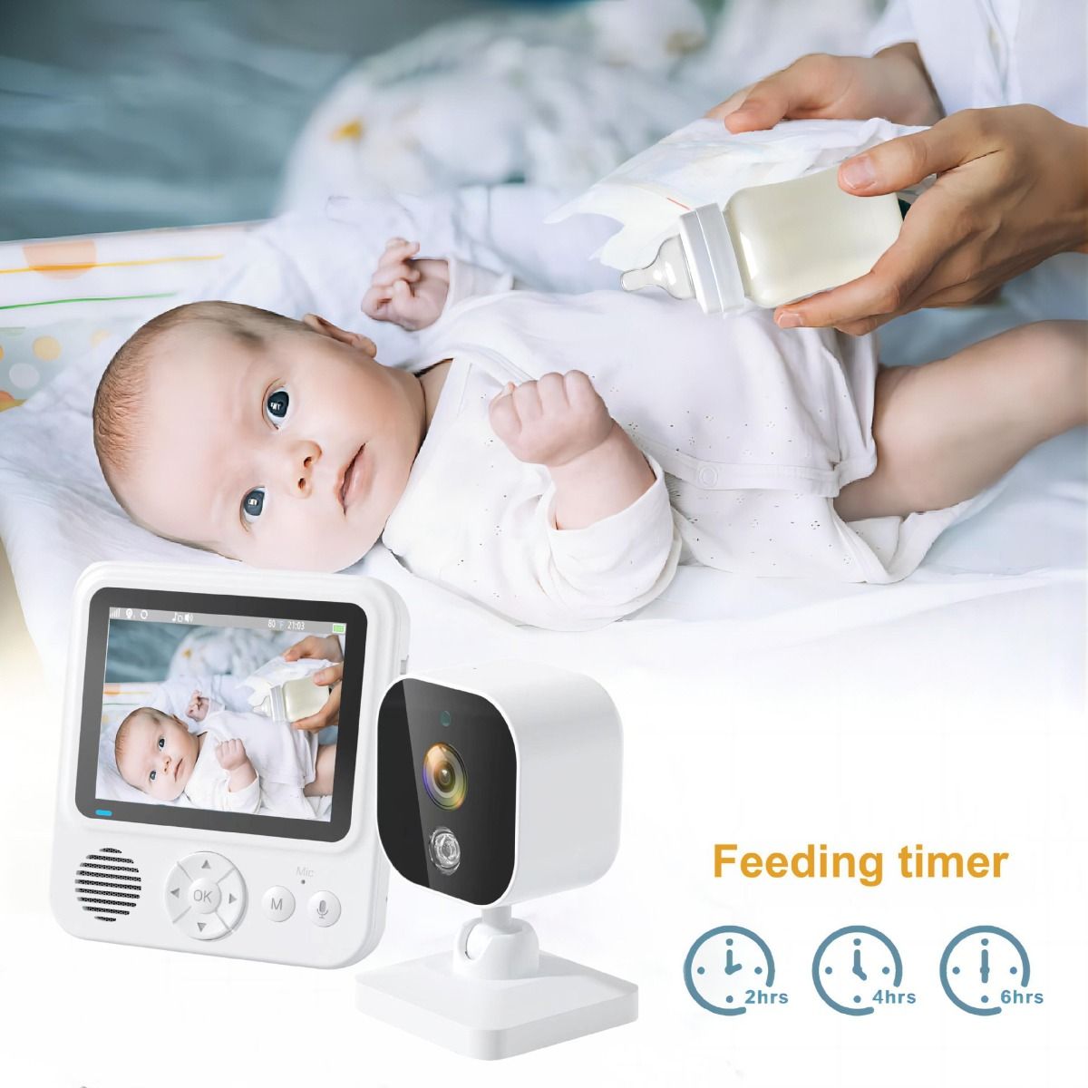 AMB900 Video-Babyphone mit 2,8 Zoll LCD-Display und 720P Auflösung Babykamera für moderne Eltern