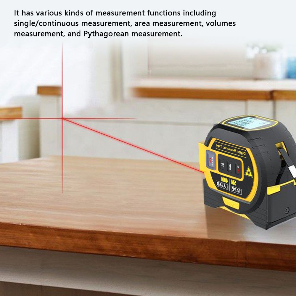 3-in-1-Laser-Entfernungsmesser mit Maßband und LCD-Display mit Hintergrundbeleuchtung für Architekten und Heimwerker
