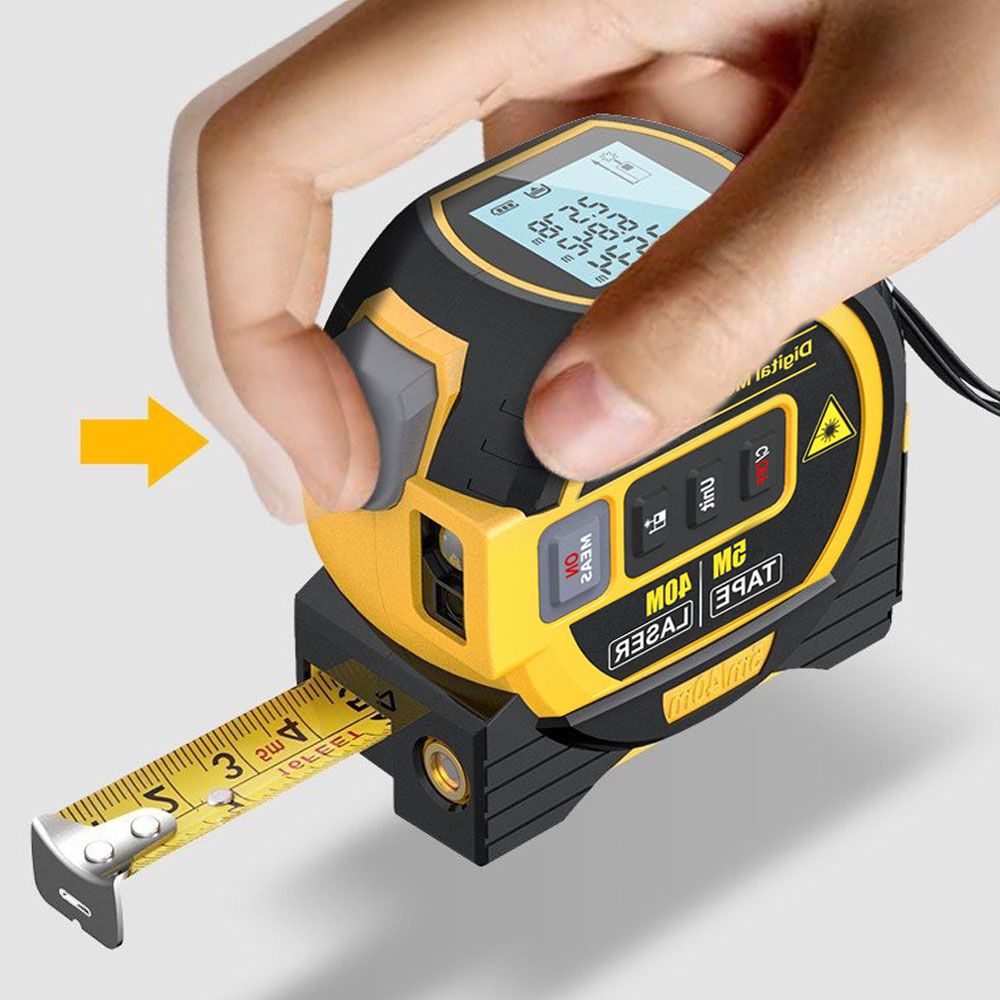 3-in-1-Laser-Entfernungsmesser mit Maßband und LCD-Display mit Hintergrundbeleuchtung für Architekten und Heimwerker