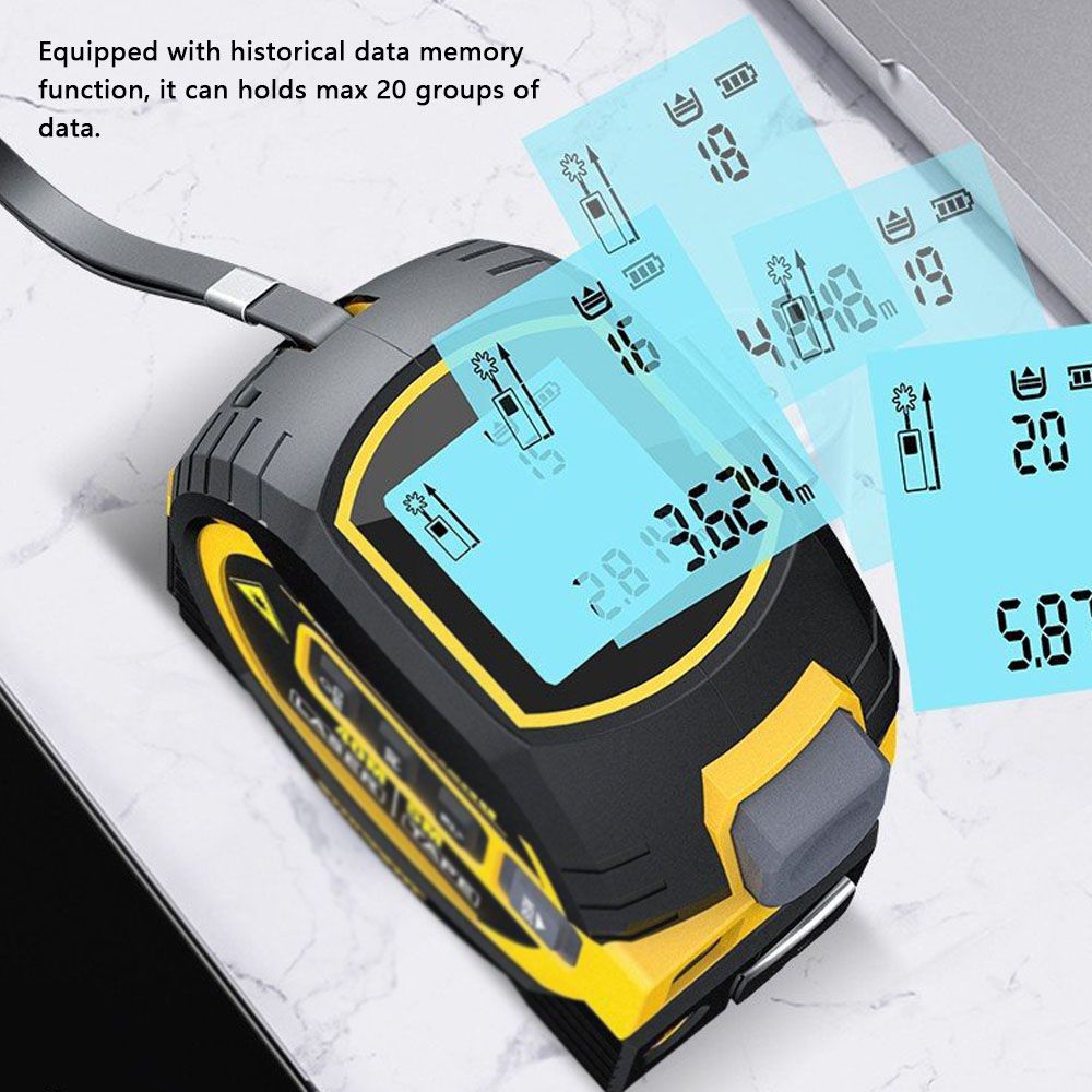 3-in-1-Laser-Entfernungsmesser mit Maßband und LCD-Display mit Hintergrundbeleuchtung für Architekten und Heimwerker