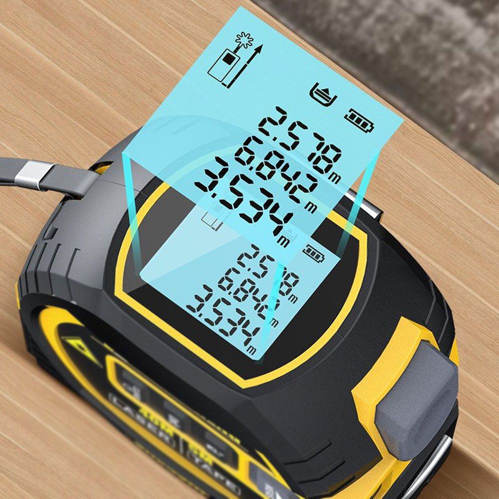 3-in-1-Laser-Entfernungsmesser mit Maßband und LCD-Display mit Hintergrundbeleuchtung für Architekten und Heimwerker