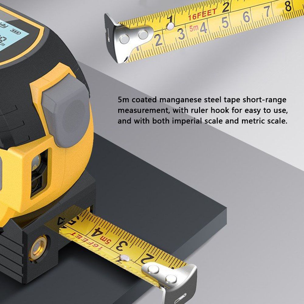 3-in-1-Laser-Entfernungsmesser mit Maßband und LCD-Display mit Hintergrundbeleuchtung für Architekten und Heimwerker